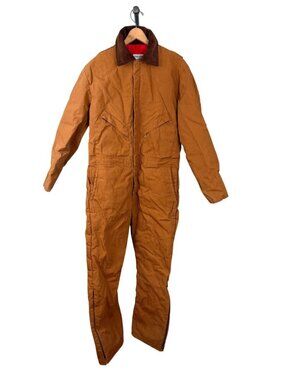 Zero-Zone By Walls Premium Brown Insulated Coveralls Corduroy Collar Red Lining